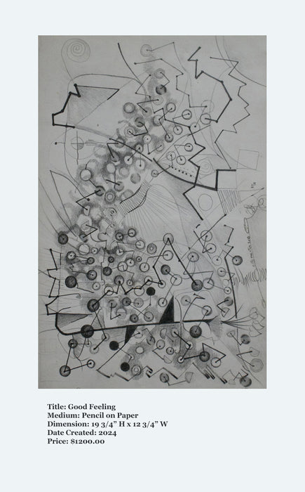 Good Feeling, 2024, pencil on paper, 13 x 20 in. / 33.02 x 50.8 cm.