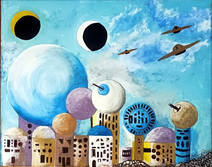 The Little Outpost, 2023, acrylic on canvas, 16 x 20 in. / 40.64 x 50.8 cm.