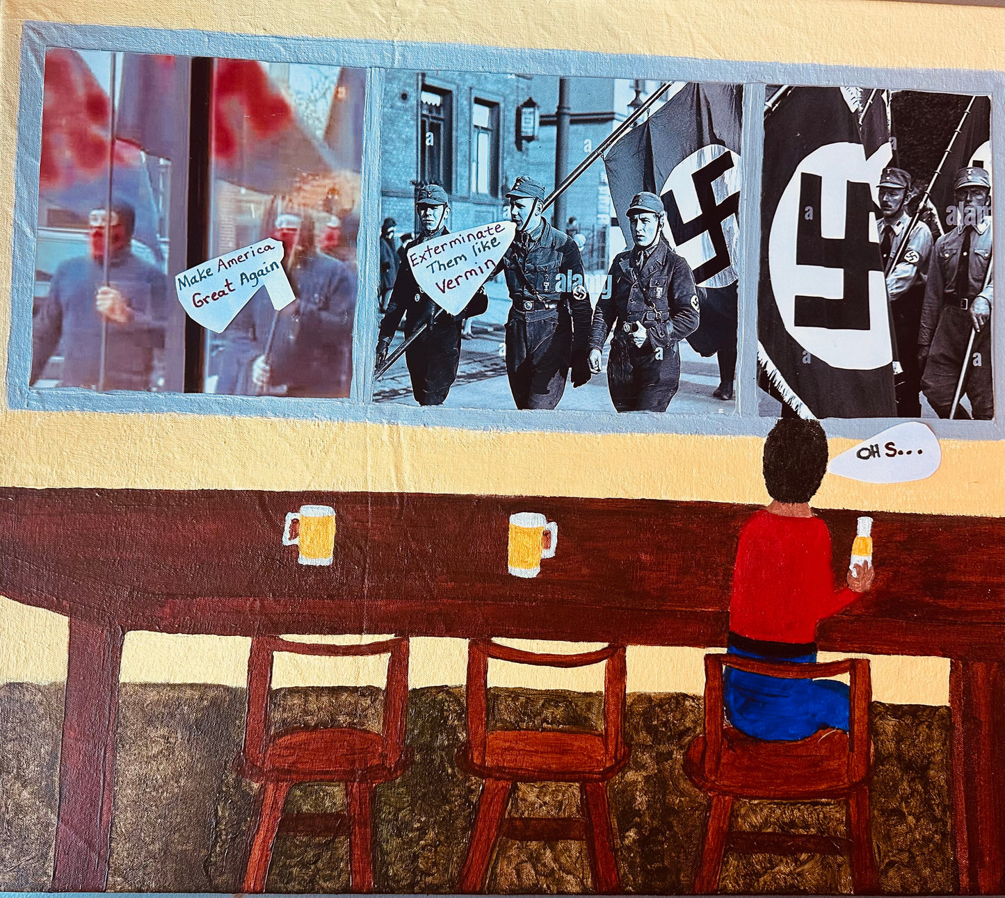 Our Future Divided, 2024, mixed media, 24 x 30 in. / 60.96 x 76.2 cm.