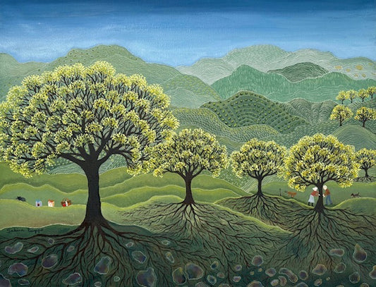 Caring, 2025, oil on stretched canvas, 14 x 18 in. / 35.56 x 45.72 cm.