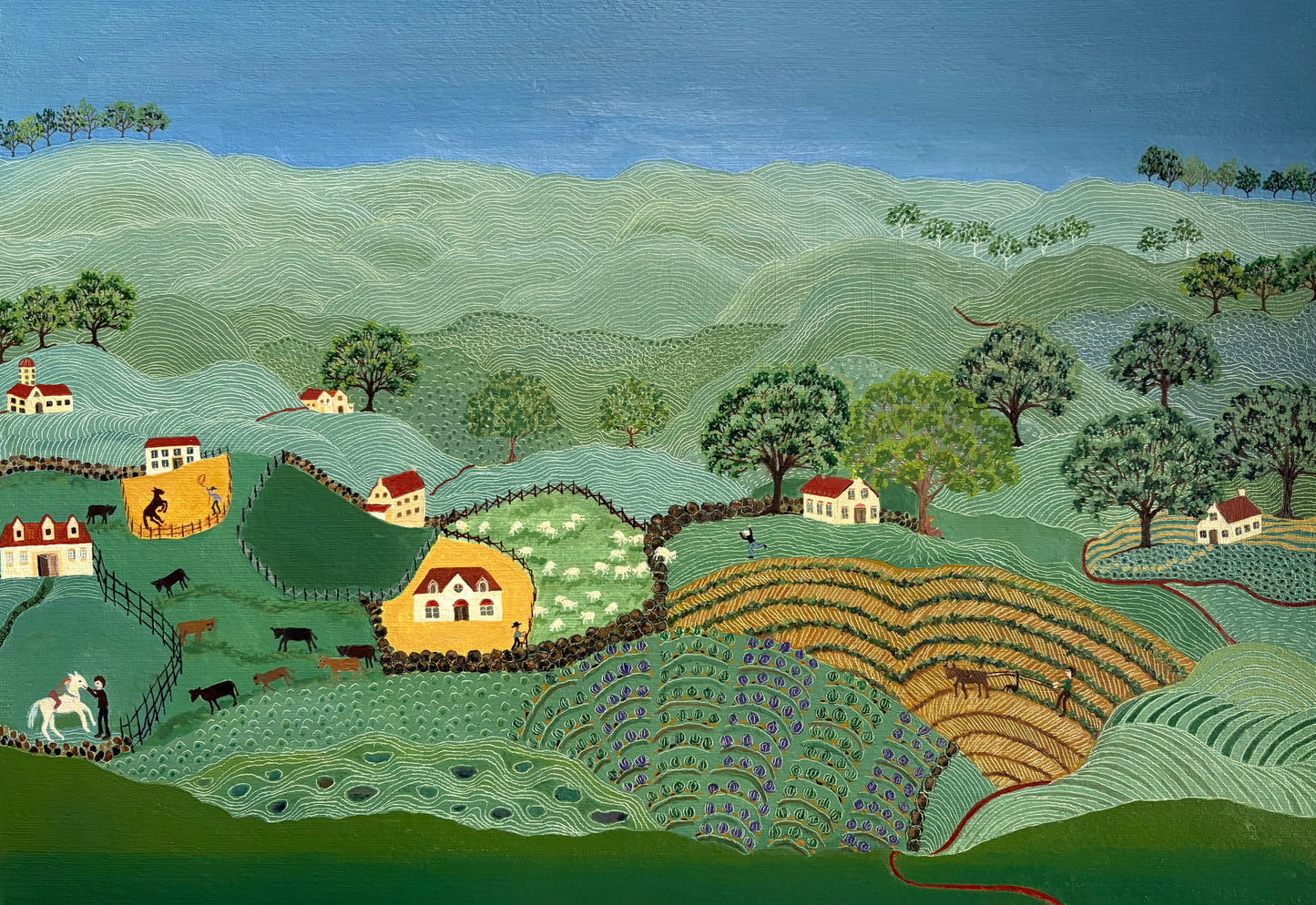 In the Open Fields, 2025, oil on textured prime paper, 14 x 20 in. / 35.56 x 50.8 cm.