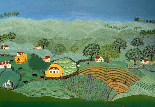 In the Open Fields, 2025, oil on textured prime paper, 14 x 20 in. / 35.56 x 50.8 cm.