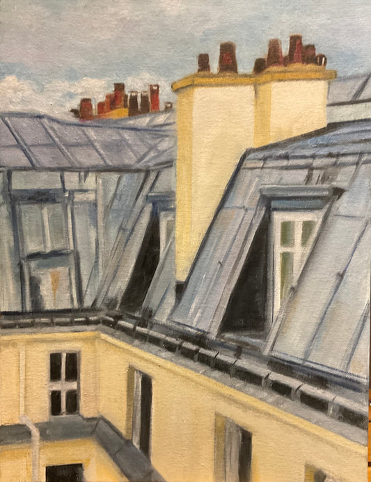 Paris Rooftop, 2024, oil, 20 x 12 in. / 50.8 x 30.48 cm.