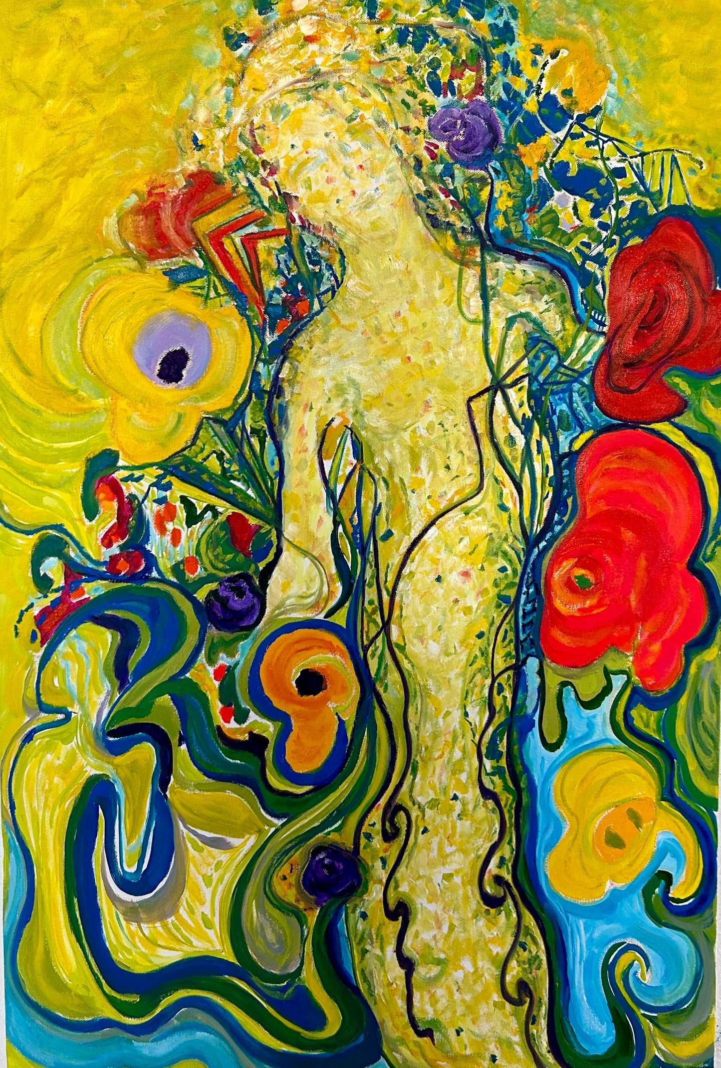 Woman No.3, 2024, oil pastel on canvas, 36 x 24 in. / 91.44 x 60.96 cm.