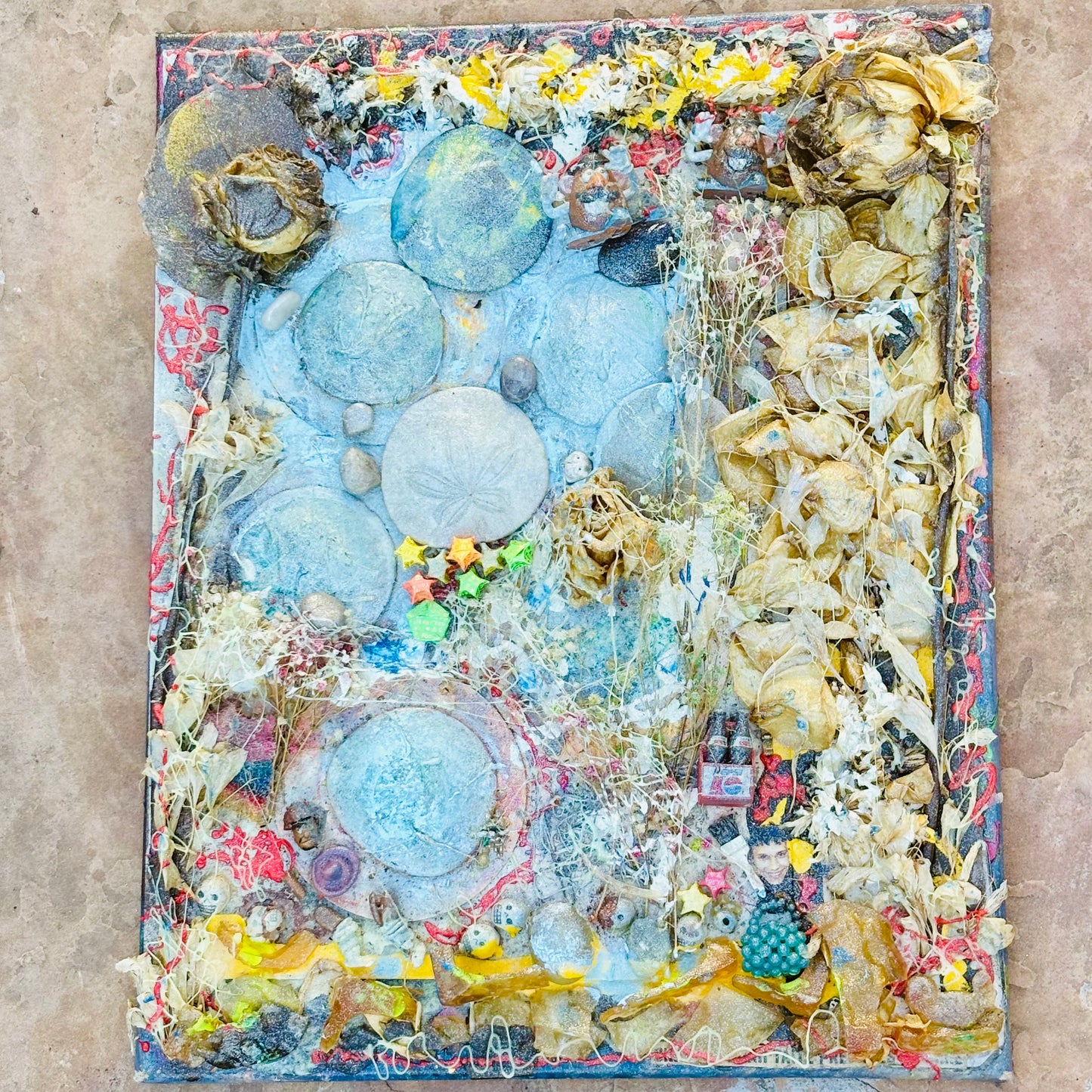 TECTONIC PLATES, 2024, assemblage, 16 x 20 in. / 40.64 x 50.8 cm.