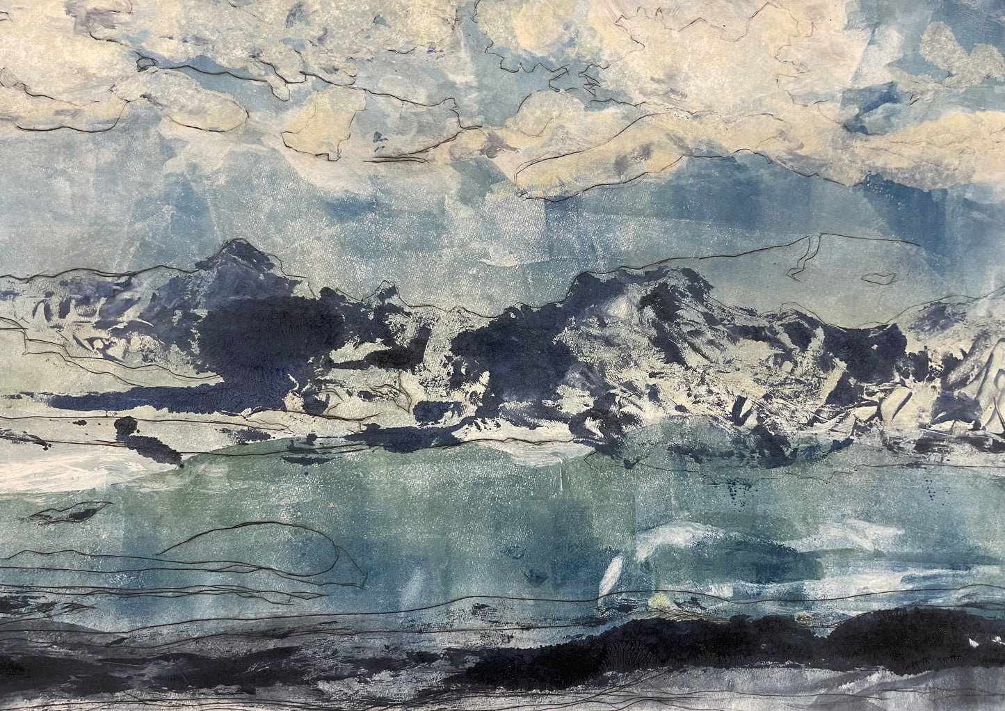 The West, 2025, monotype dry point, 36 x 24 in. / 91.44 x 60.96 cm.