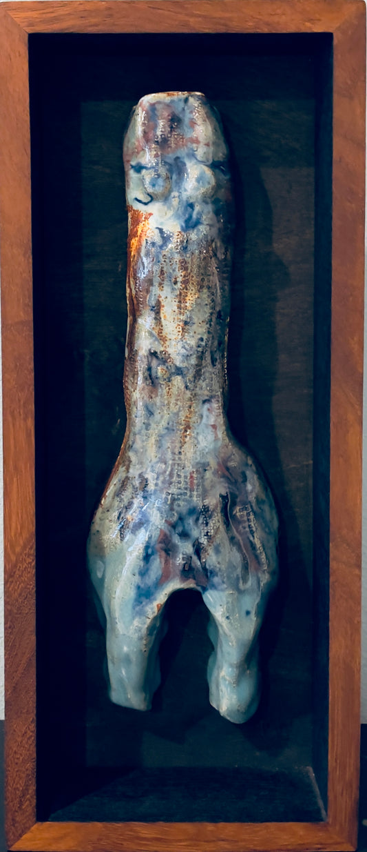 Echos of Neolithic Grace, 2023, ceramic, 24 x 10 x 4 in. / 60.96 x 25.4 x 10.16 cm.