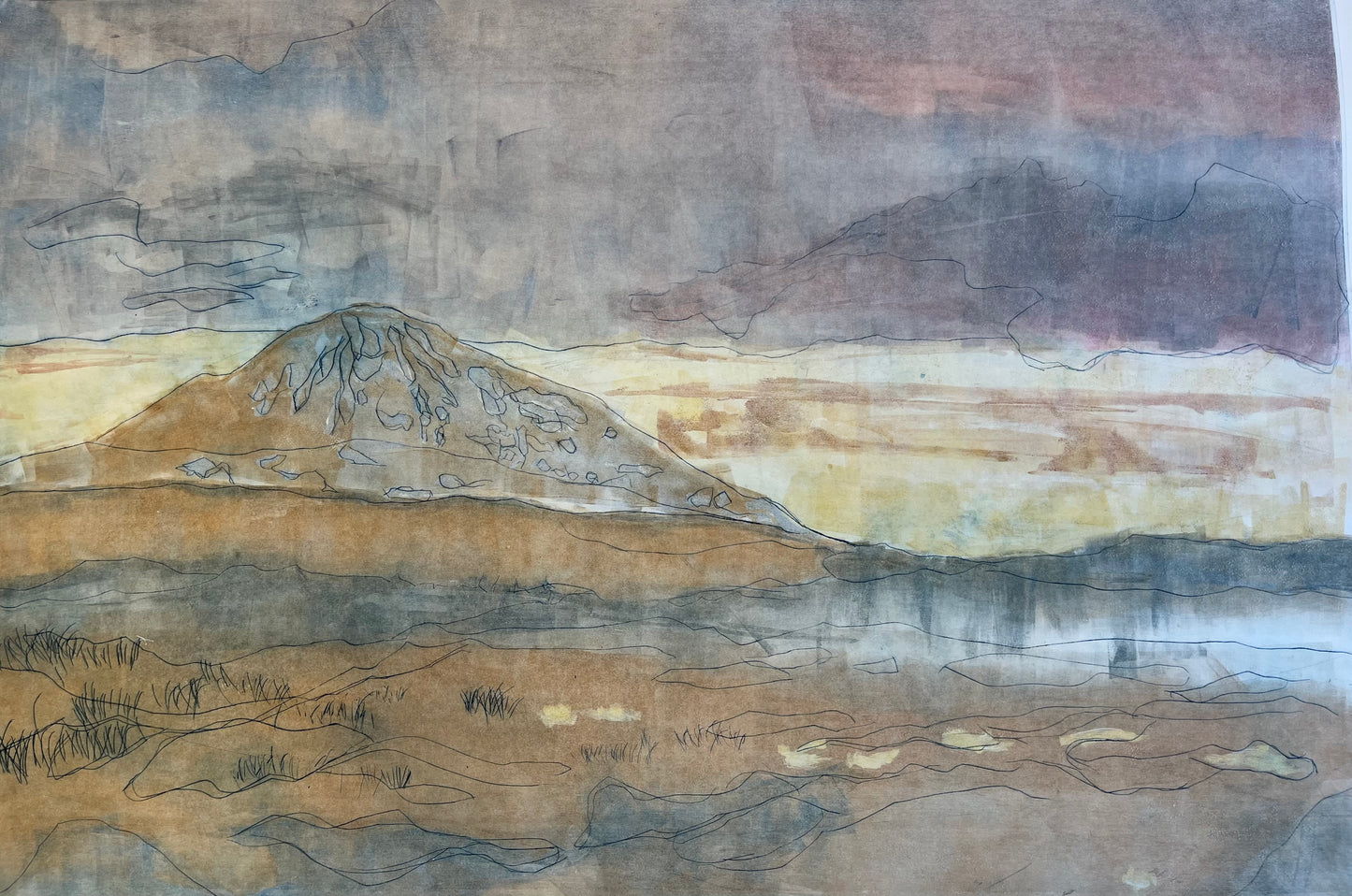 Connemara, 2025, monotype dry point, 46 x 36 in. / 116.84 x 91.44 cm.