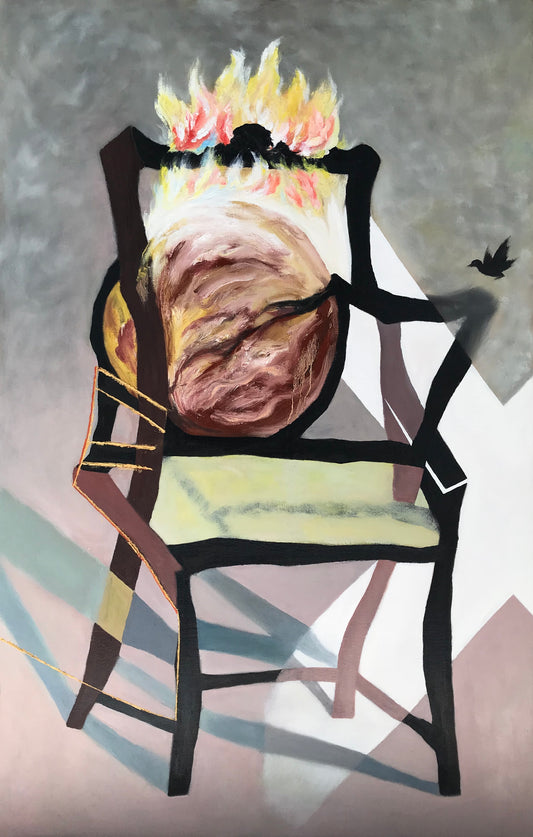 Historical Garbage Time, 2024, oil on canvas, 28 x 43 in. / 71.12 x 109.22 cm.