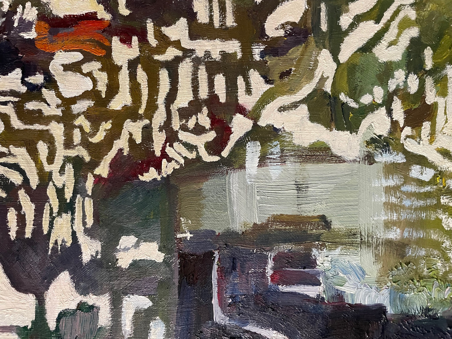 Monkey? Oh, My God., 2022, oil on glass in frame, 24 x 30 in. / 60.96 x 76.2 cm.