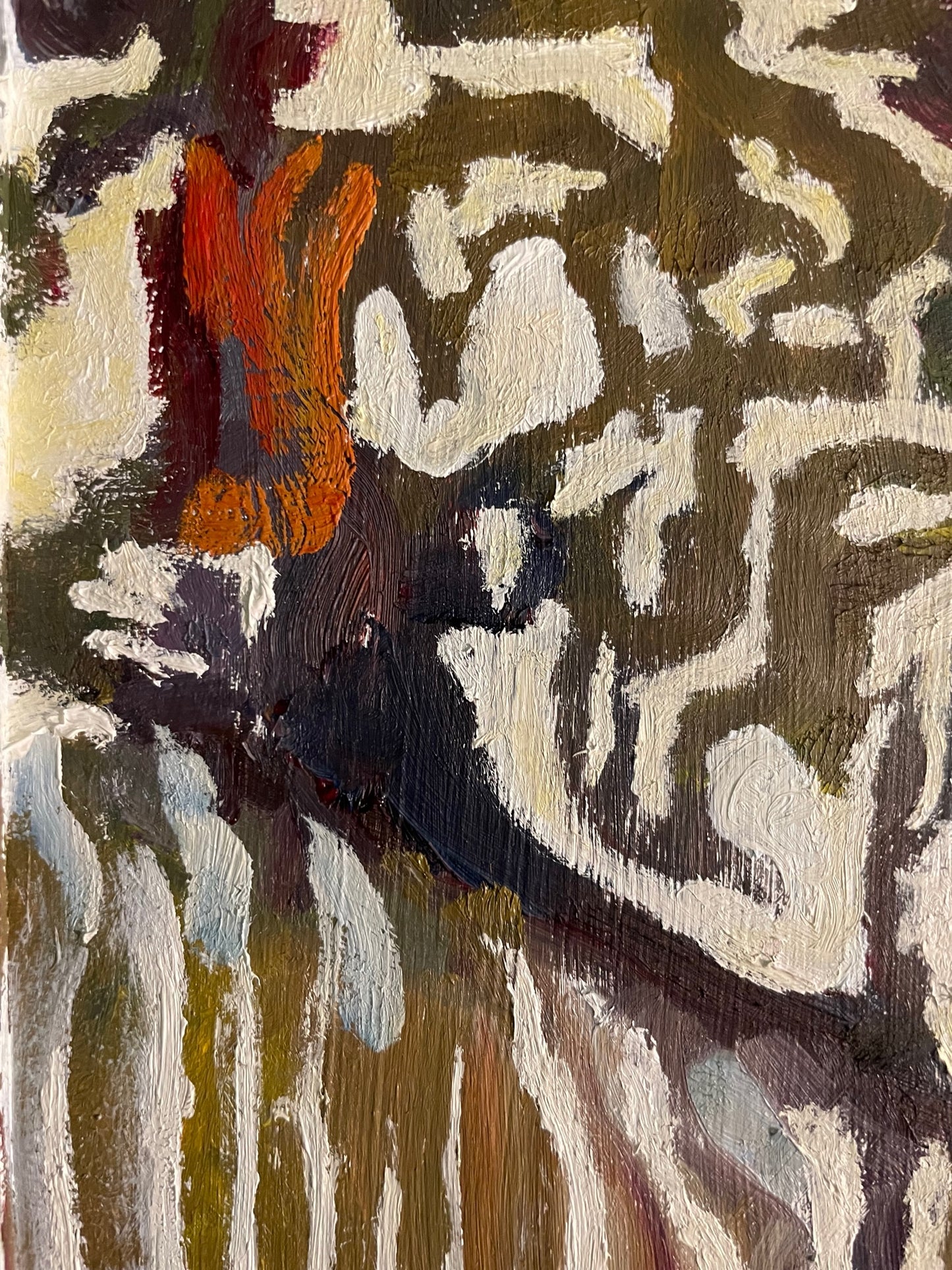 Monkey? Oh, My God., 2022, oil on glass in frame, 24 x 30 in. / 60.96 x 76.2 cm.
