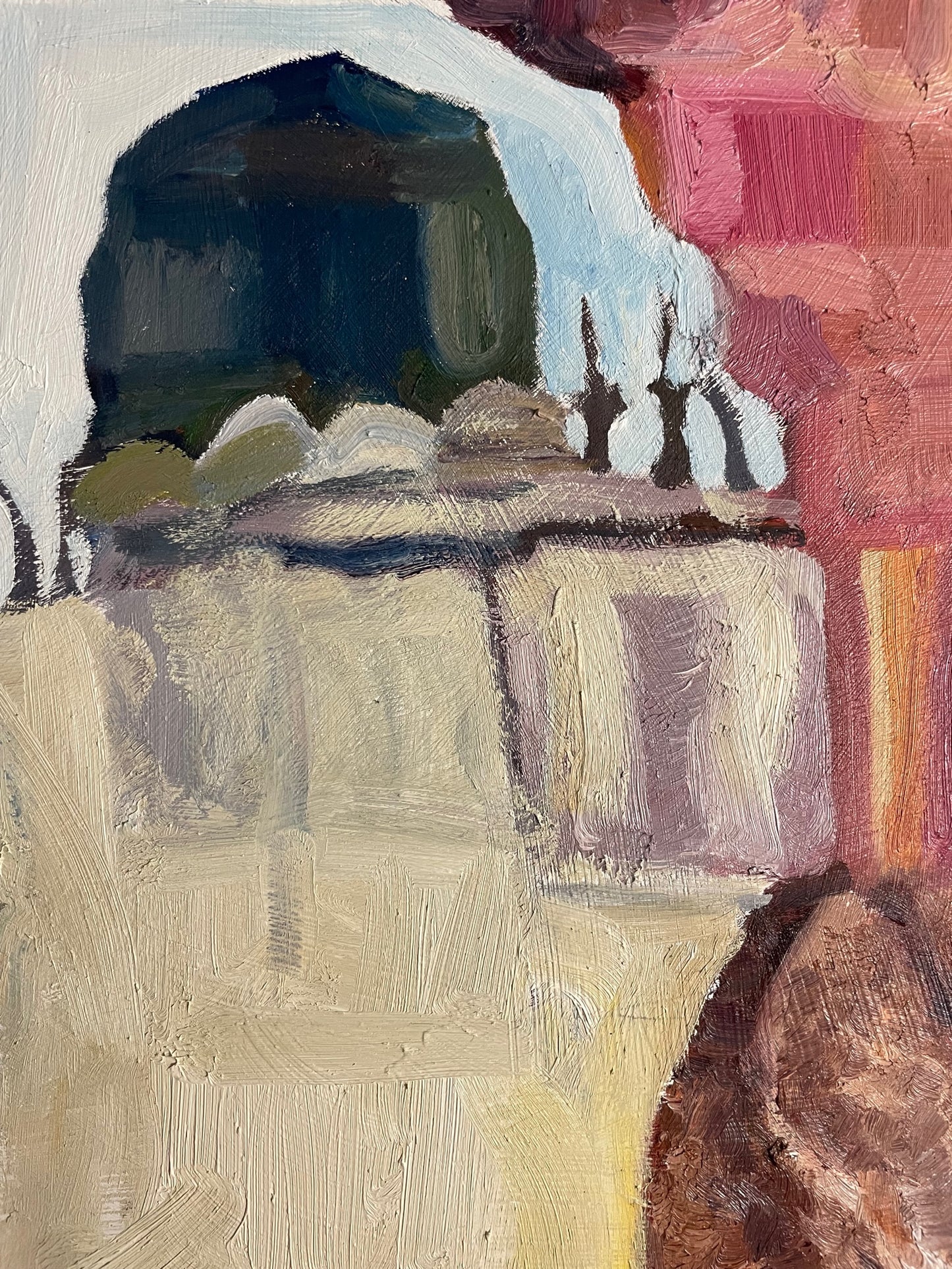 Monkey? Oh, My God., 2022, oil on glass in frame, 24 x 30 in. / 60.96 x 76.2 cm.