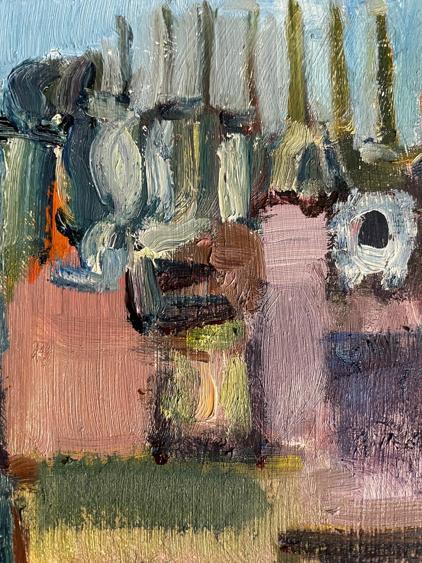 Monkey? Oh, My God., 2022, oil on glass in frame, 24 x 30 in. / 60.96 x 76.2 cm.