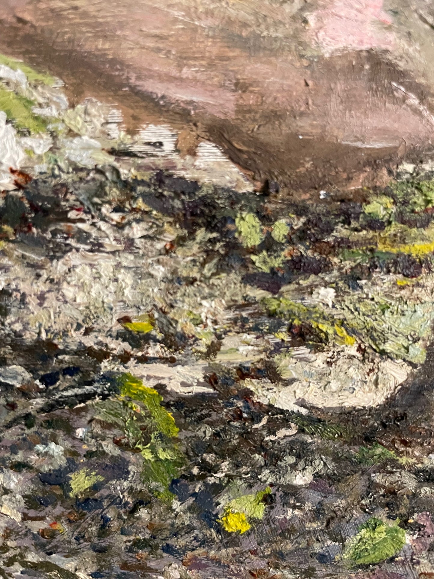 Tarantula and Pig, 2022, oil on glass in frame, 11 x 15 in. / 27.94 x 38.1 cm.