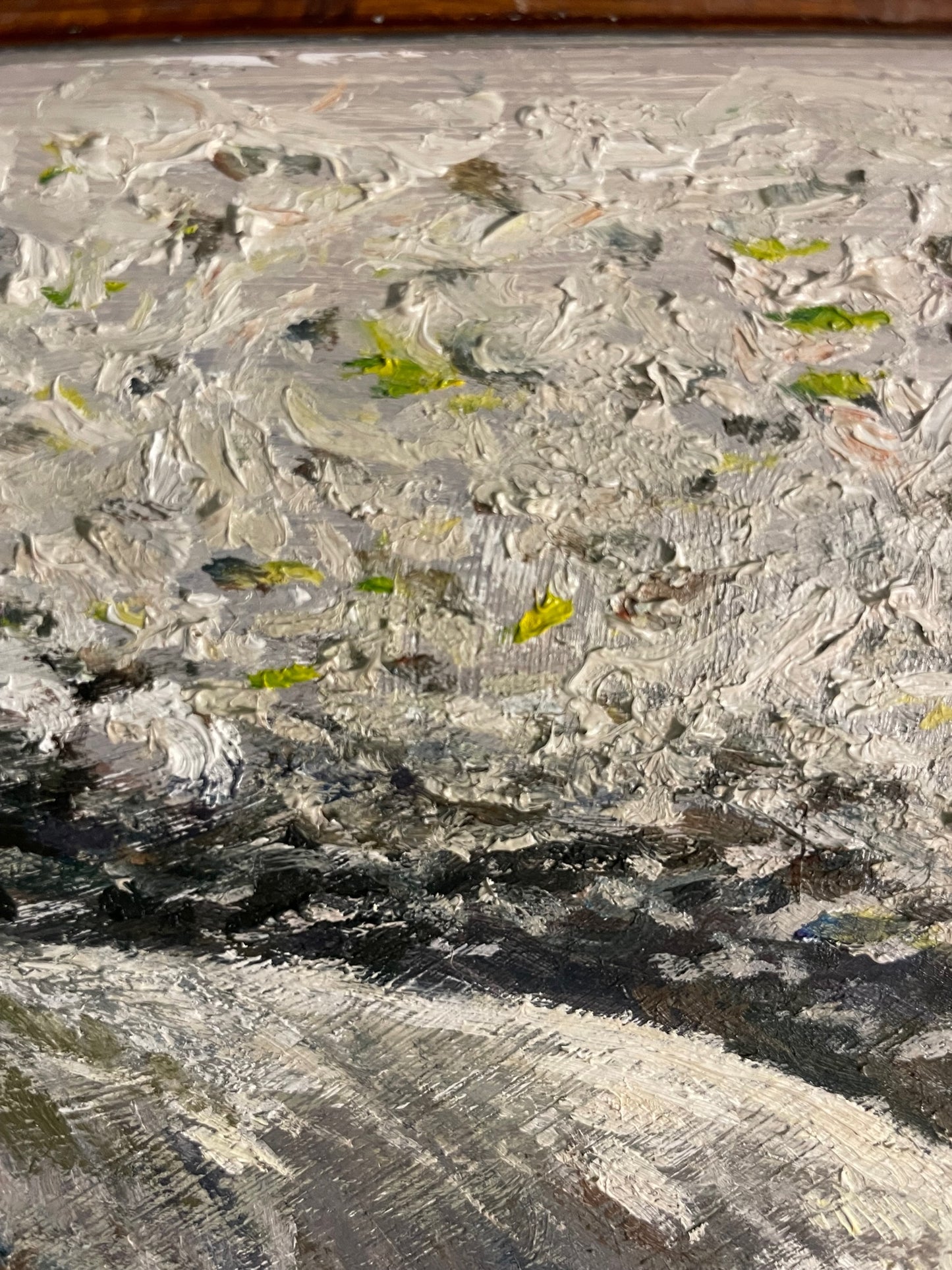 Tarantula and Pig, 2022, oil on glass in frame, 11 x 15 in. / 27.94 x 38.1 cm.