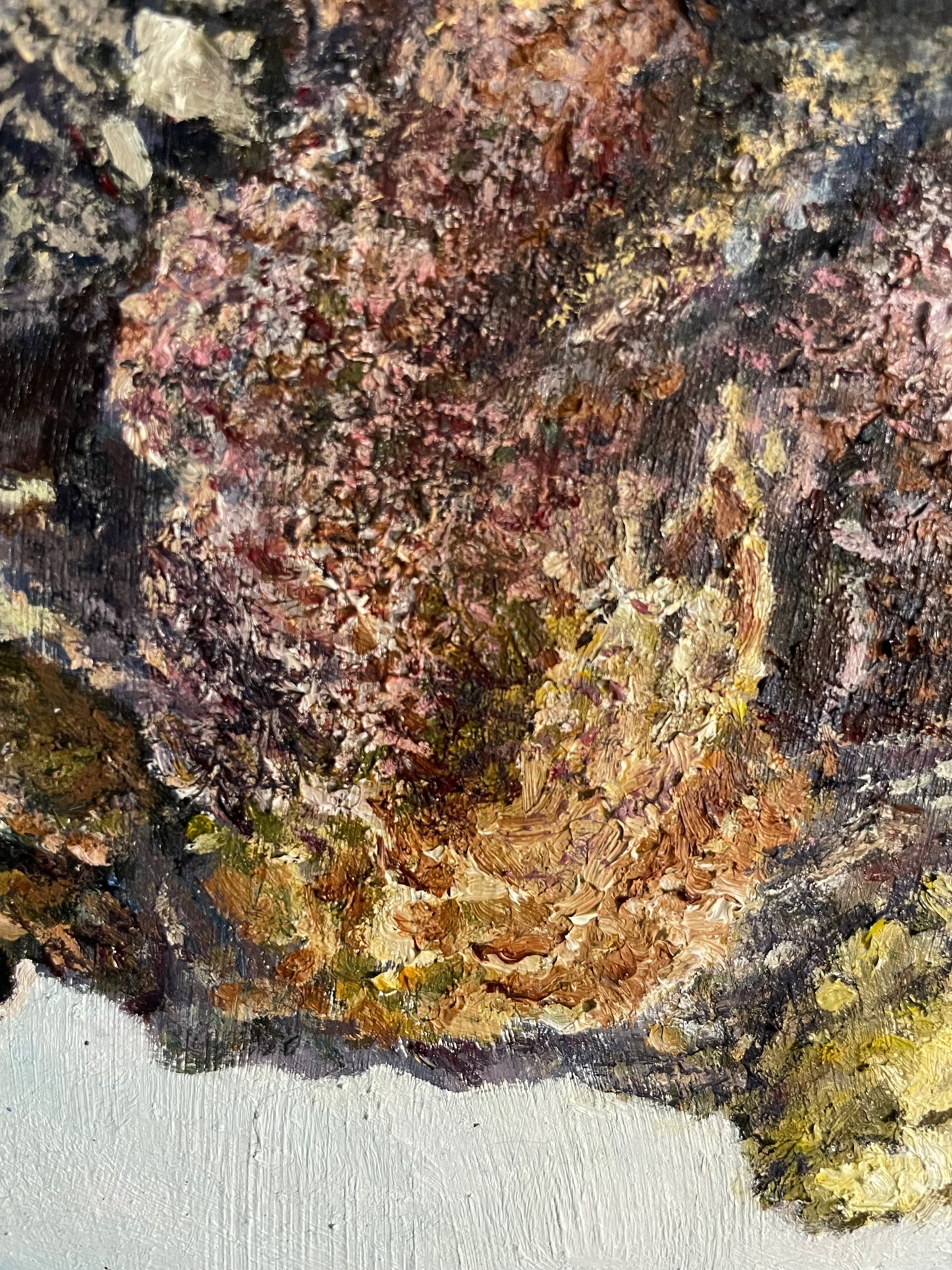 Barnacled Turtle, 2022, oil on glass in frame, 11 x 15 in. / 27.94 x 38.1 cm.