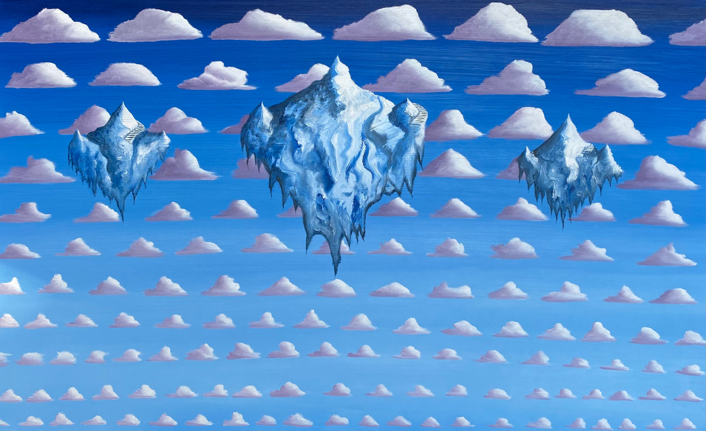 Floating Ice Castles, 2023, oil on canvas, 30 x 48 in. / 76.2 x 121.92 cm.