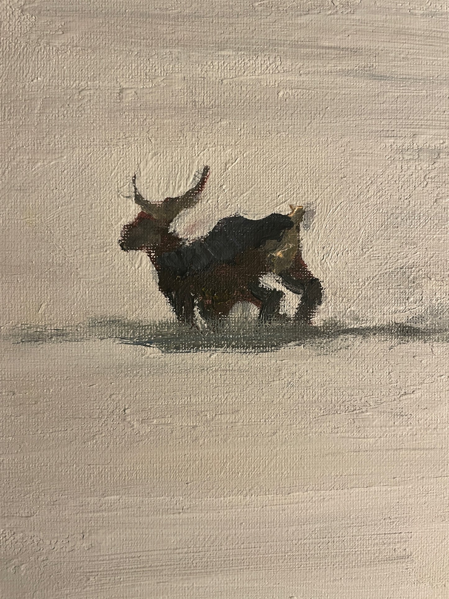 Caribou and Bear, 2022, acrylic on canvas, 16 x 20 in. / 40.64 x 50.8 cm.