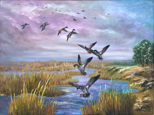 Following, 2022, oil on canvas, 36 x 48 in. / 91.44 x 121.92 cm.