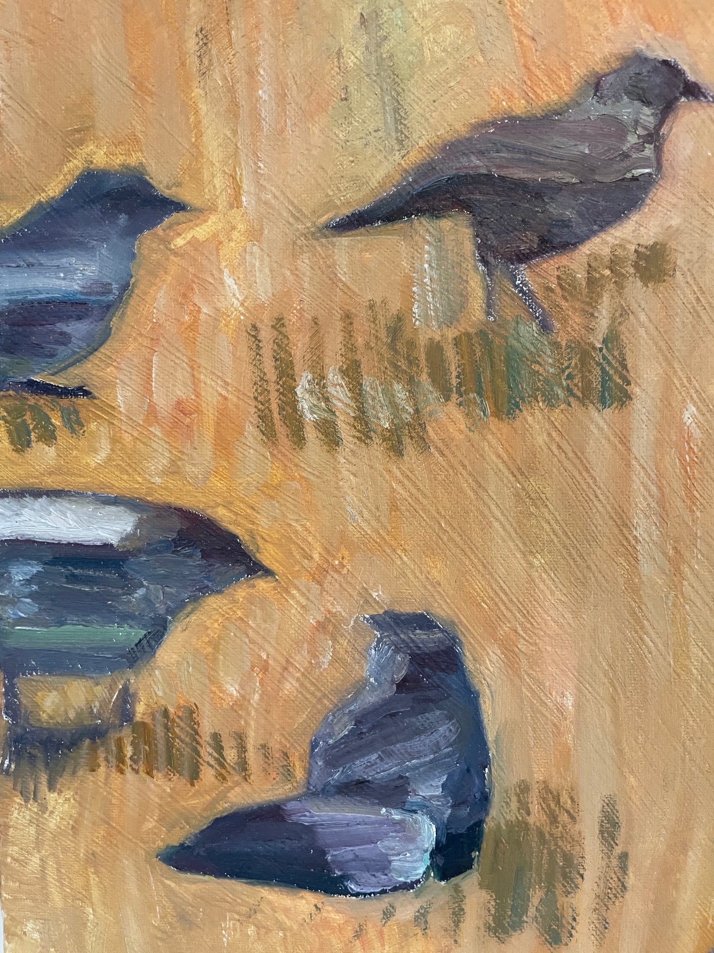 Snake and Birds, 2023, oil on canvas, 16 x 20 in. / 40.64 x 50.8 cm.
