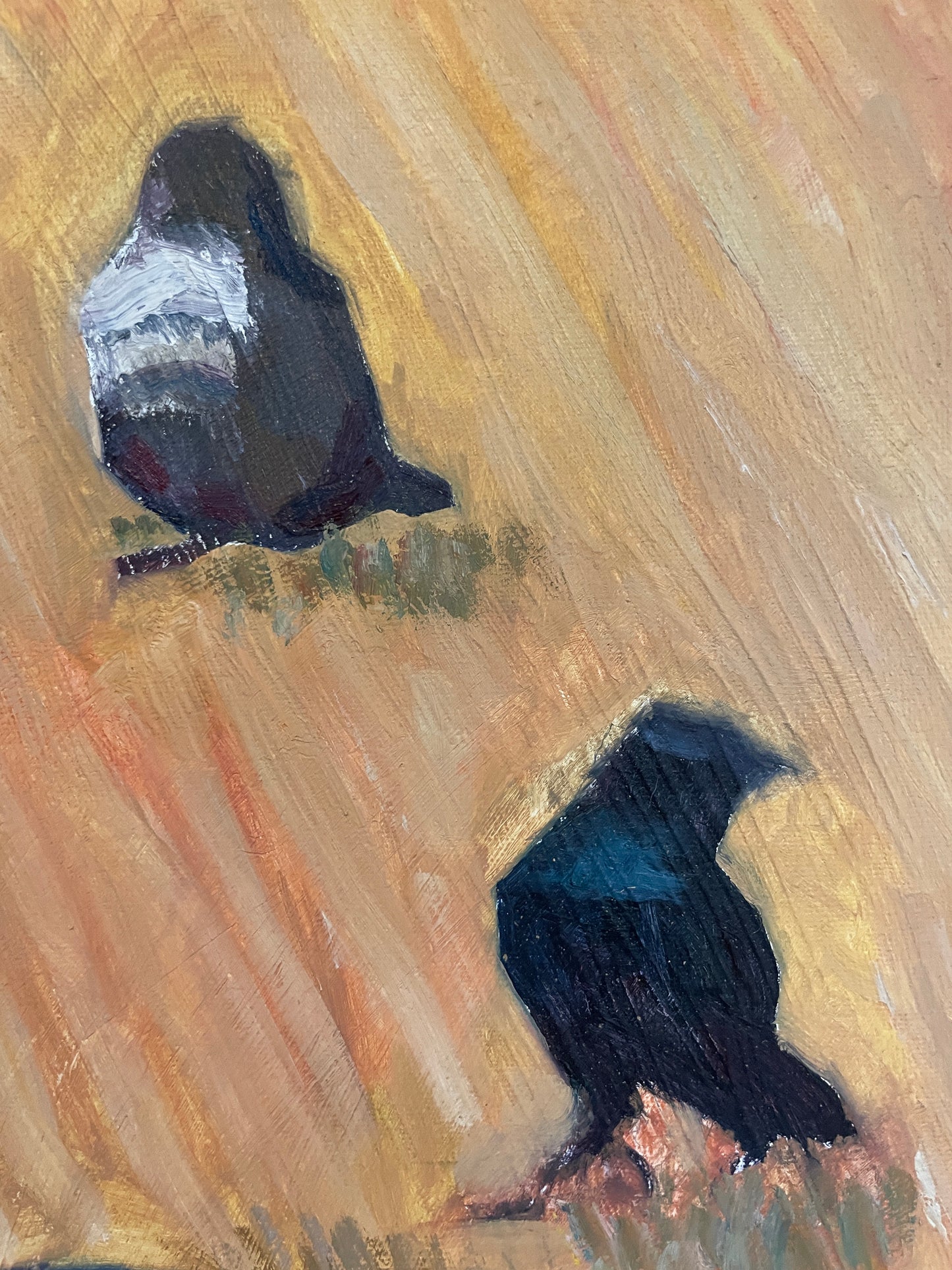 Snake and Birds, 2023, oil on canvas, 16 x 20 in. / 40.64 x 50.8 cm.