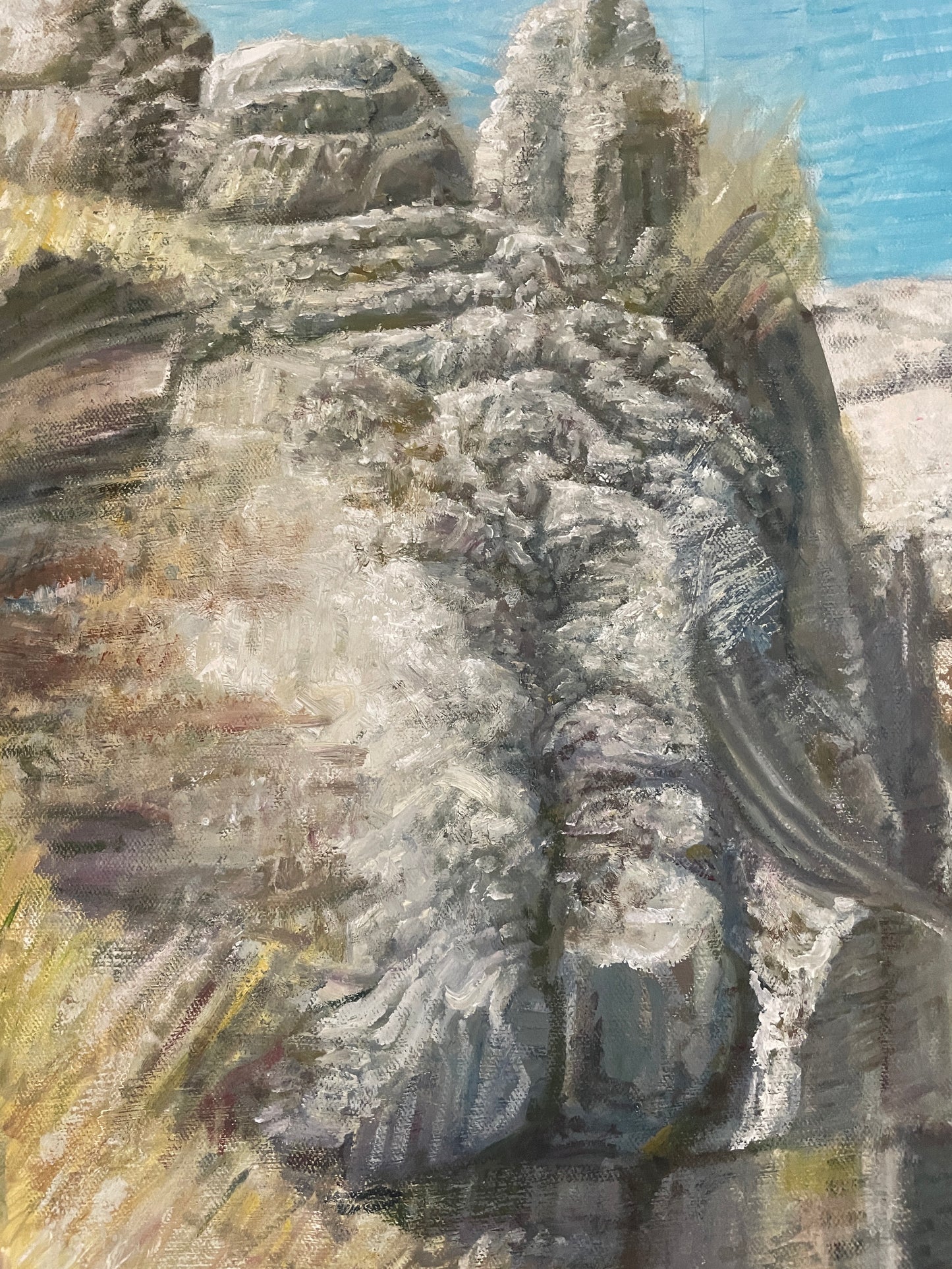 Window of Palamidi Fortress to Argolic Gulf, 2023, oil on canvas, 48 x 36 in. / 121.92 x 91.44 cm.