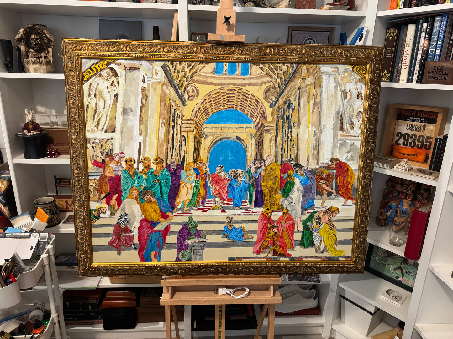 School of Africa, 2025, acrylic on canvas framed, 30 x 40 in. / 76.2 x 101.6 cm.