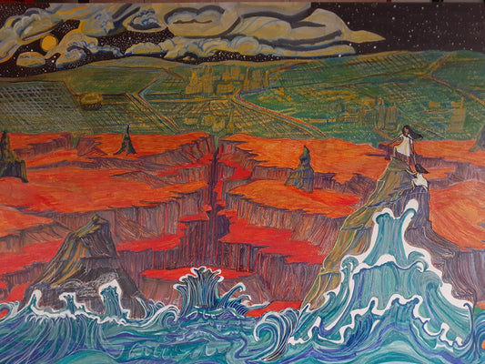 Impending American Catastrophe, 2025, mixed media, 22 x 30 in. / 55.88 x 76.2 cm.