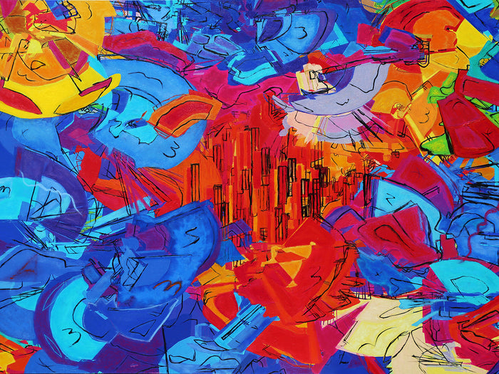 Inclusion, 2021, mixed media on panel, 30 x 40 in. / 76.2 x 101.6 cm.