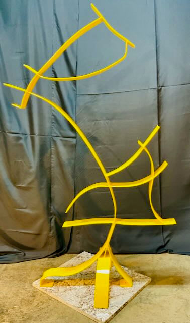 Frequency, 2025, forged metal sculpture, 54 x 30 x 86 in. / 137.16 x 76.2 x 218.44 cm.