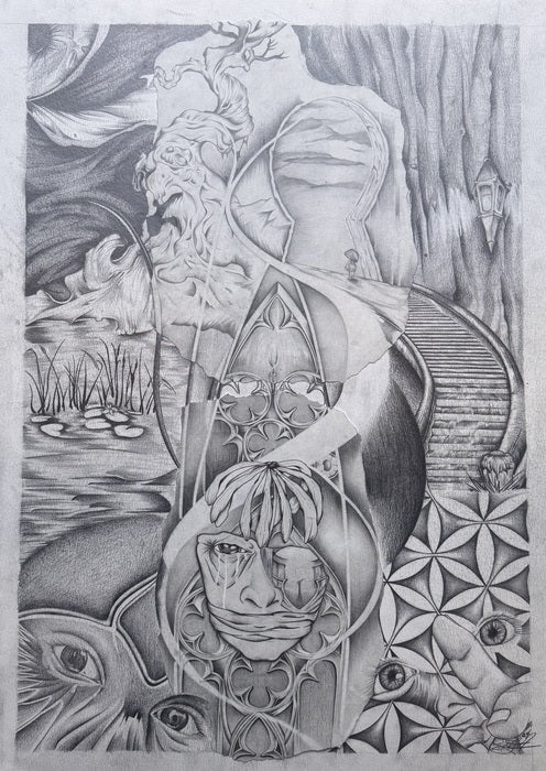 Journey of the Lost Soul, 2024, graphite, 24 x 18 in. / 60.96 x 45.72 cm.