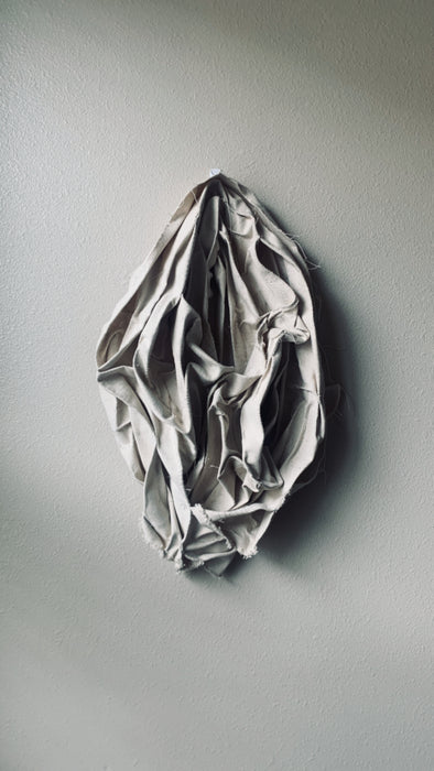 KARMA VANDAL, 2024, 15oz duck canvas and polyester thread, 28.5 x 17 x 5 in. / 72.39 x 43.18 x 12.7 cm.