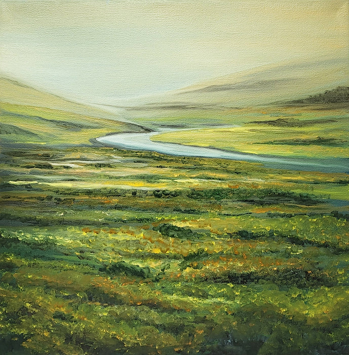 Lamar Valley Fog, 2024, oil on canvas, 14 x 14 in. / 35.56 x 35.56 cm.