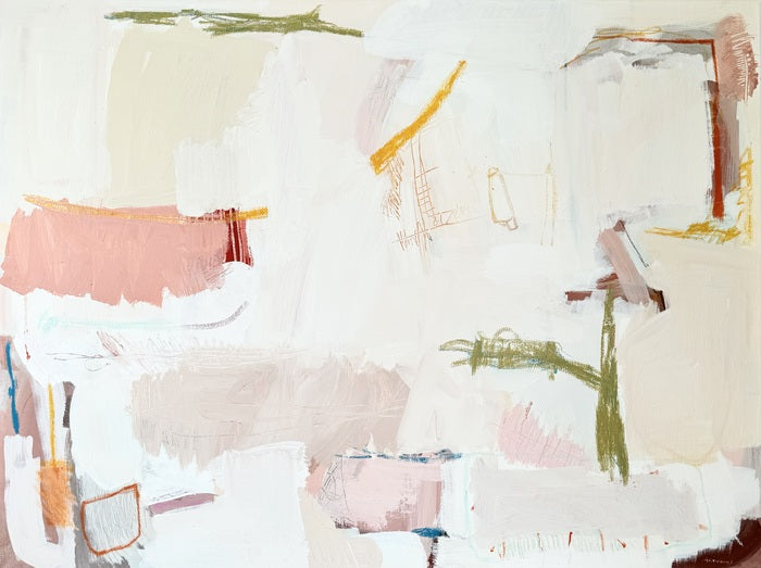 Leaf in Green & Pink, 2024, minerals and natural resin on canvas, 30 x 40 in. / 76.2 x 101.6 cm.