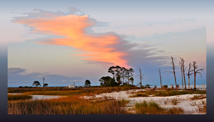 Long Cloud at Mashes Sands, 2024, digital photographic art print, 16 x 28 in. / 40.64 x 71.12 cm.