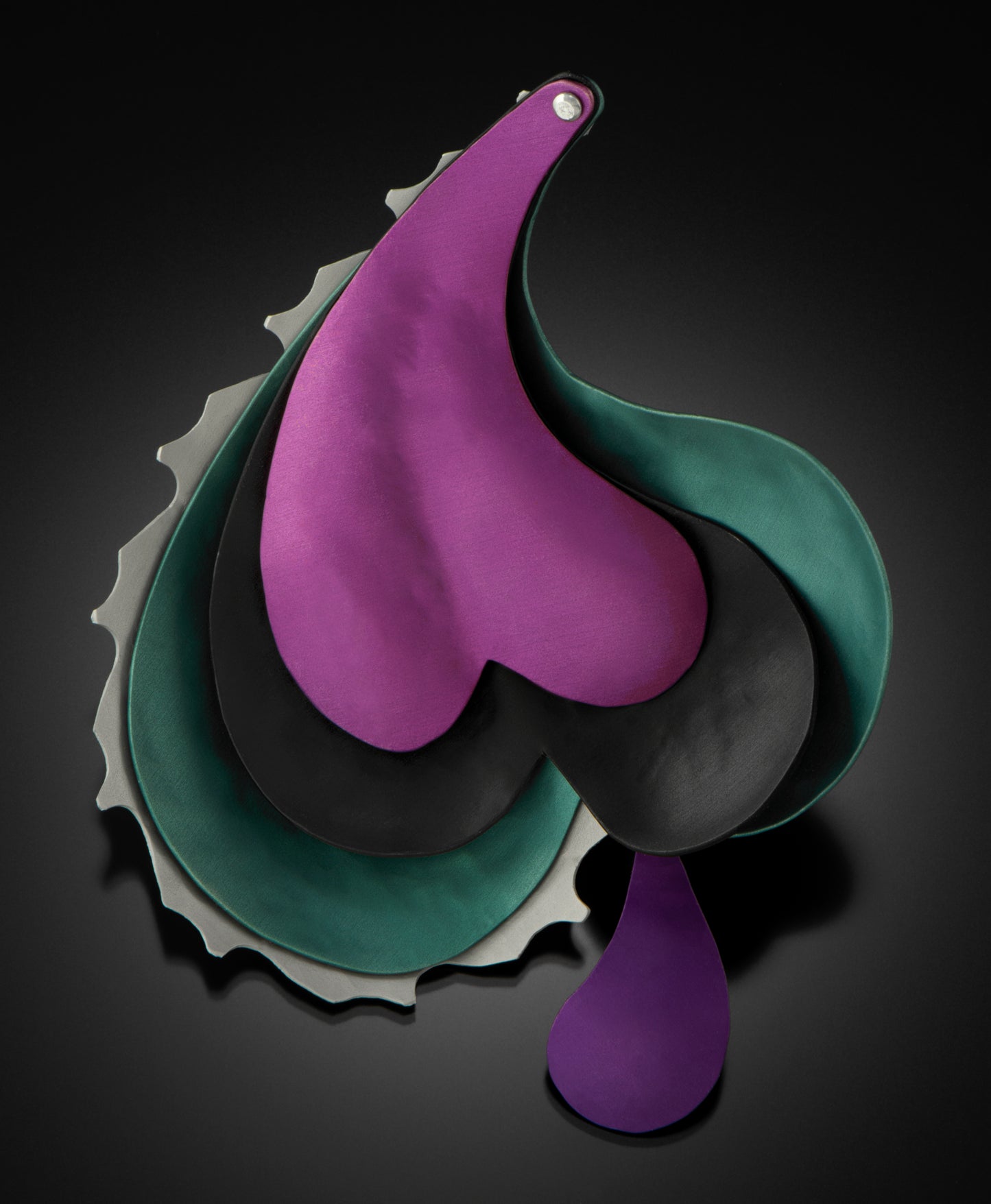 Love Drop, 2019, anodized aluminum, 4 x 3 in. / 10.16 x 7.62 cm.