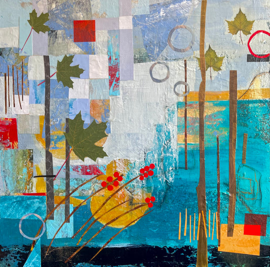 Maple Leaves, 2022, mixed media, 20 x 20 in. / 50.8 x 50.8 cm.