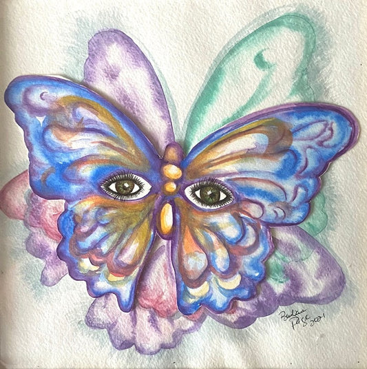 Mardis Gras Mask, 2021, watercolor, 16 x 16 in. / 40.64 x 40.64 cm.
