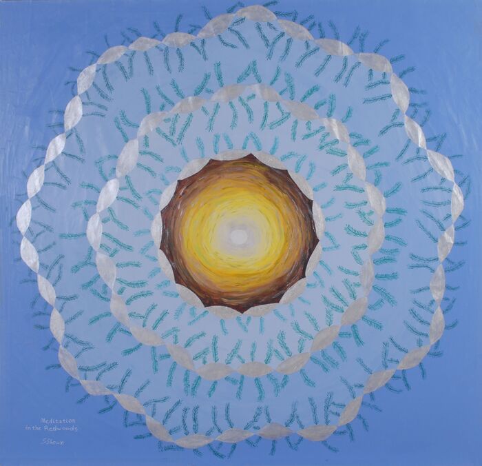 Meditation In the Redwoods, 2022, acrylic, 36 x 36 in. / 91.44 x 91.44 cm.