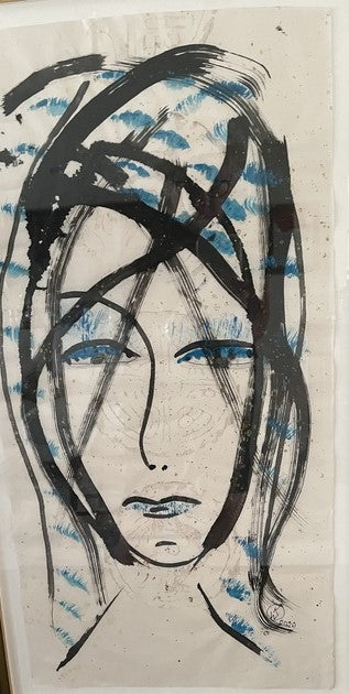 Mia’s Gaze, 2022, ink on rice paper, 22 x 30 in. / 55.88 x 76.2 cm.