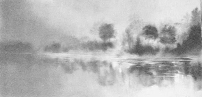 New Day, 2022, graphite and fumage, 12 x 24 in. / 30.48 x 60.96 cm.