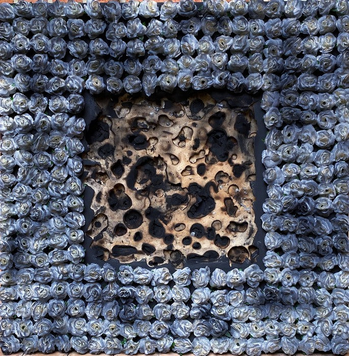 Petals Trodden, 2023, mixed media, 30 x 30 in. / 76.2 x 76.2 cm.