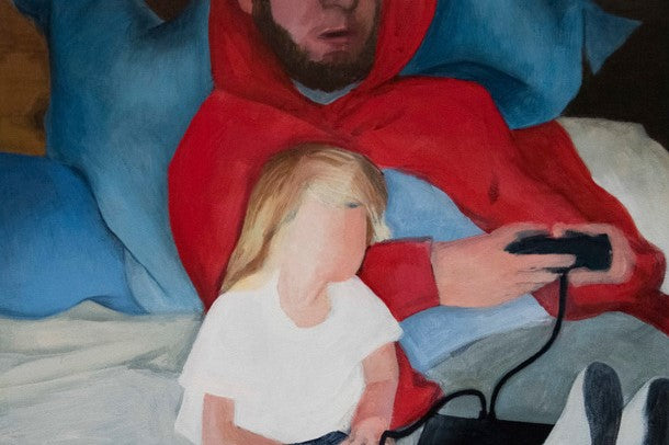Playing Games, 2024, acrylic on panel, 12 x 18 in. / 30.48 x 45.72 cm.