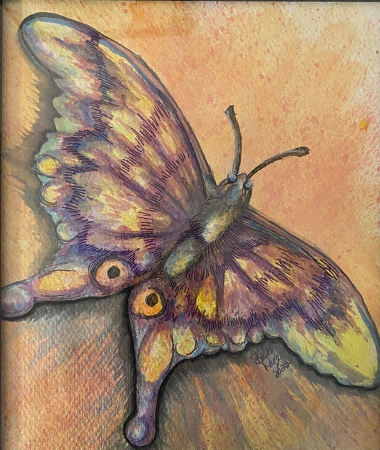 Portrait of a Butterfly, 2022, watercolor, 16 x 13 in. / 40.64 x 33.02 cm.