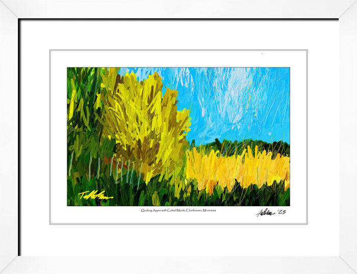 Quaking Aspen with Cattail Marsh, 2023, digital painting, 13 x 19 in. / 33.02 x 48.26 cm.