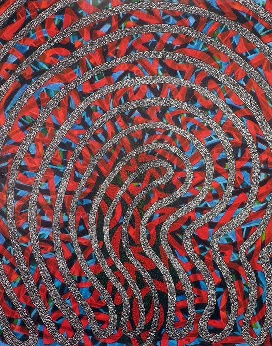 RACE, 2018, synthetic polymers on canvas tarpaulin, 60 x 48 in. / 152.4 x 121.92 cm.