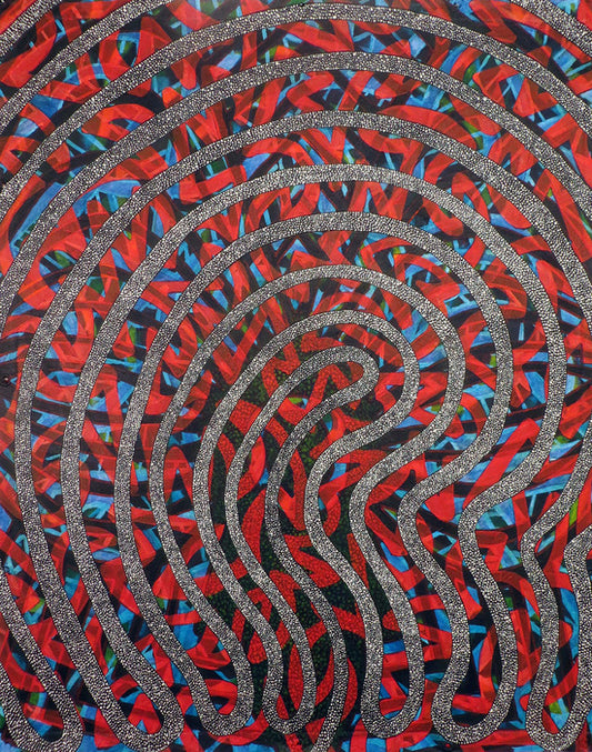 RACE, 2018, synthetic polymers on canvas tarpaulin, 60 x 48 in. / 152.4 x 121.92 cm.