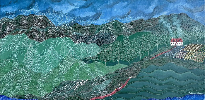 Rushing Towards My Sweetheart, 2024, oil on stretched canvas, 12 x 24 in. / 30.48 x 60.96 cm.
