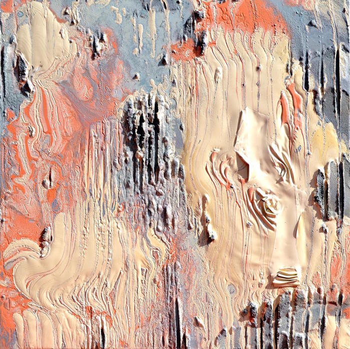 Raked Over the Coals, 2023, acrylic, mixed media on canvas, 24 x 24 in. / 60.96 x 60.96 cm.