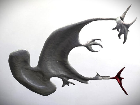 Red Bird, 2020, anodized aluminum, 8 x 34 x 44 in. / 20.32 x 86.36 x 111.76 cm.